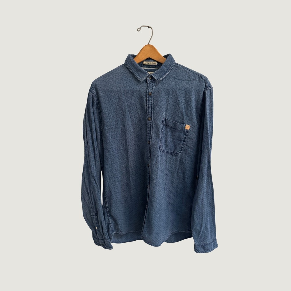 Jack & Jones Originals Mens XL Blue Diamond Pattern Button Down Shirt 1665728